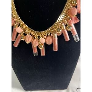 Rebecca Minkoff Pink Bauble & Tassel Collar Necklace 17" Gold-Tone